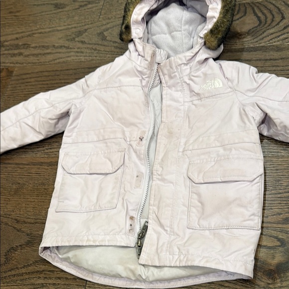 The North Face Light Pink Jacket with Faux Fur Hood 2T toddler parka - Picture 3 of 12